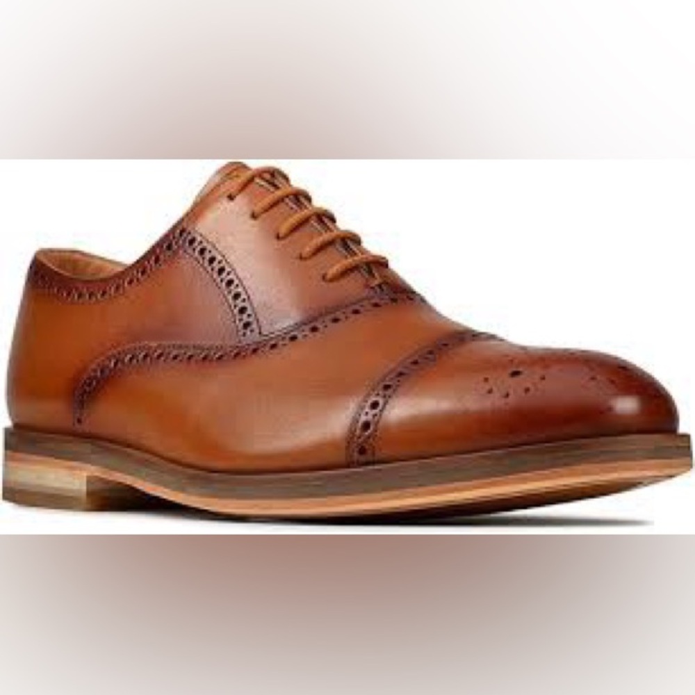 NEW!! Clarks Men's Oliver Limit Tan Leather Lace Up Oxford Shoes Size 10M